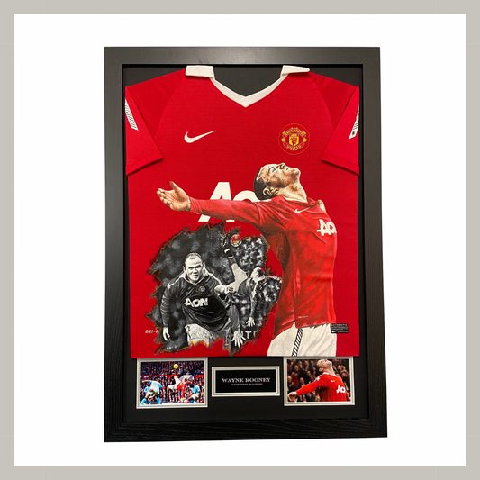 1/1 Hand painted Wayne Rooney framed shirt.