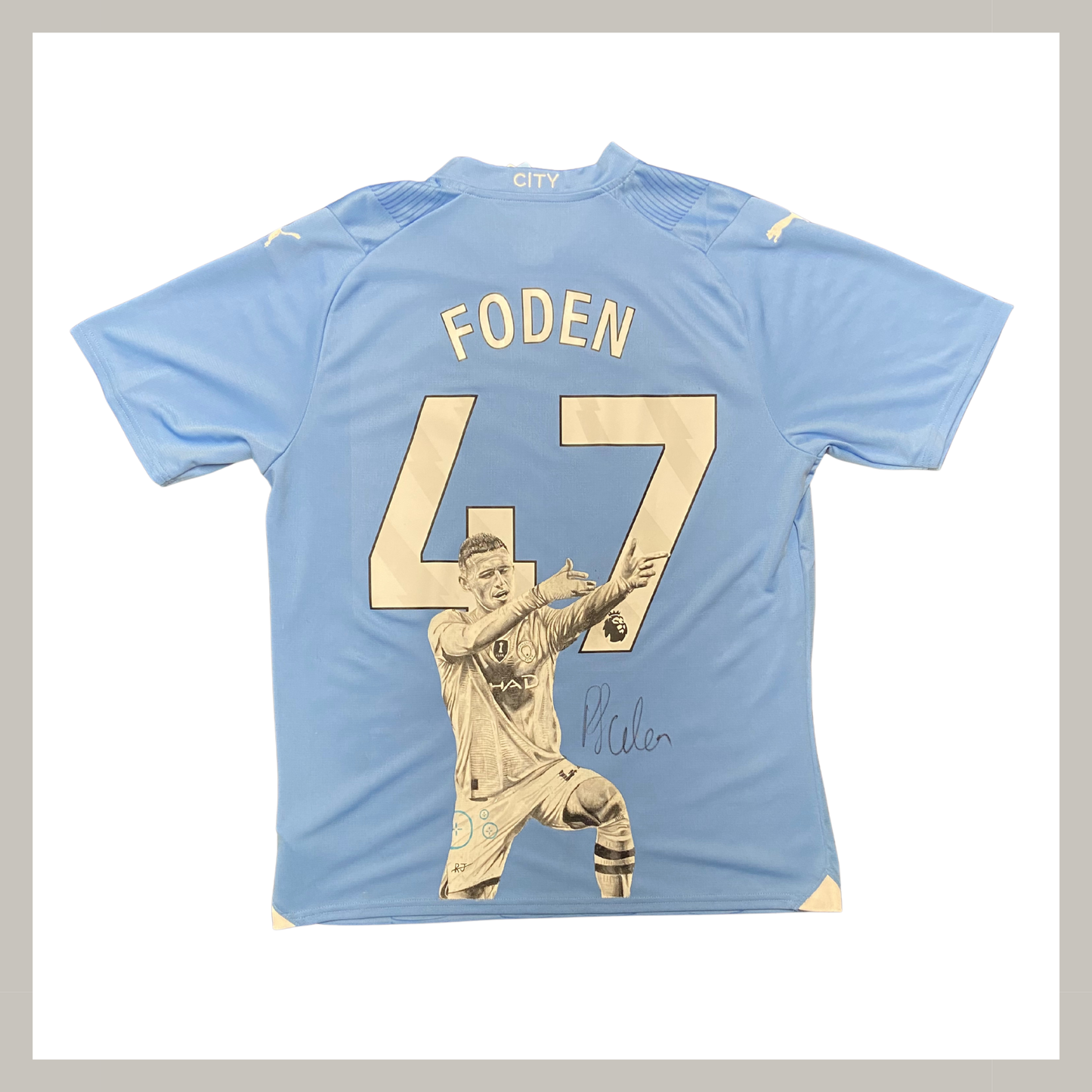 1/1 Phil Foden Hand-Painted & Hand-Signed Shirt